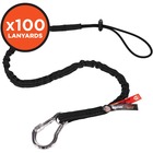 Ergodyne 3100-100pk Single Carabiner Tool Lanyard - 10lbs - Adjustable - 10 lb Load Capacity - Standard - Carabiner Attachment - 23.6" Height x 7.9" Width x 19.7" Length - Black - Aluminum, Nylon Webbing - 100 / Carton EGO19204