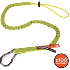 Ergodyne 3100-100pk Single Carabiner Tool Lanyard - 10lbs - 10 lb Load Capacity - Standard - Carabiner Attachment - 23.6" Height x 7.9" Width x 45" Length - Lime - Aluminum, Nylon Webbing - 100 / Carton EGO19205