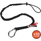 Ergodyne 3100-BULK Single Carabiner Tool Lanyard - 10lbs - 10 lb Load Capacity - Standard - 4" Height x 1" Width x 2" Length - Black - Aluminum, Nylon Webbing - 10 / Carton EGO19202