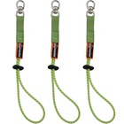Ergodyne 3713 Standard Elastic Loop Tool Tails Swivel - 10 lb Load Capacity - Standard - Carabiner Attachment - 9.5" Height x 0.3" Width x 4" Length - Lime - Elastic - 3/Each - 18 / Carton EGO19765