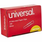 Universal Paper Clip - No. 1 - 1.3" Length - for Paper, Paper Clip, Office, School, Home, Sheet, Document - Non-skid, Durable - Silver - Steel Wire - 100 Clips/Box - 1000 / Pack UNV72230