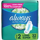 Always Flexi-Wing Ultra Thin Pads - With Wings - Super - Anti-leak, Absorbent, Odor-absorbing - 32 / Pack PGC97020