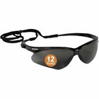 Ansell Health Nemesis Safety Glasses - Recommended for: Manufacturing, Construction - Universal - Eye, UVA, UVB, UVC, Fog Protection - Polycarbonate - Smoke Lens - Black Frame - Anti-fog, Wraparound Frame, Sweat Resistant, Flexible, Anti-slip, Neck Cord - ANS22475