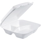 Dart Large 3-compartment Foam Carryout Trays - White - Foam Body - 200 / Carton DCC90HT3R