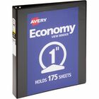 Avery&reg; Economy View Binder - 1" Binder Capacity - Letter - 8 1/2" x 11" Sheet Size - 175 Sheet Capacity - 3 Ring(s) - Fastener(s): Round Ring - Pocket(s): Internal - Vinyl, Chipboard - Black - 15.84 oz - Gap-free Ring, Clear Overlay, Non Locking Mecha AVE05710