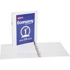 Avery&reg; Economy View Binder - 1" Binder Capacity - Letter - 8 1/2" x 11" Sheet Size - 175 Sheet Capacity - 3 Ring(s) - Fastener(s): Round Ring - Pocket(s): 2, Internal - Vinyl, Chipboard - White - 15.84 oz - Gap-free Ring, Exposed Rivet, Clear Overlay, AVE05711