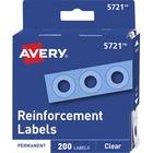Avery&reg; Hole Reinforcement Label Rings - 0.3" Diameter - Clear - Polyvinyl - 200 / Pack AVE05721