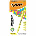 BIC Brite Liner Highlighters - Chisel Marker Point - Fluorescent Yellow Ink - Water Based - 1 Dozen BICBL11YW