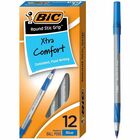 BIC Round Stic Grip Ballpoint Pen - Medium Pen Point - Blue Ink - Frost Barrel - 1 Dozen BICGSMG11BE