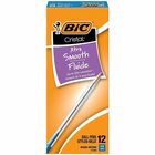 BIC Classic Cristal Ballpoint Pens - Medium Pen Point - Blue Ink - Clear Barrel - Metal Tip - 1 Dozen BICMS11BE