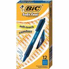 BIC SoftFeel Retractable Ball Pens - Medium Pen Point - Retractable - Blue Ink - Blue Rubber Barrel - 1 Dozen BICSCSM11BE