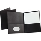 Oxford Letter Recycled Pocket Folder - 8 1/2" x 11" - 100 Sheets Capacity - 2 Internal Pocket(s) - Leatherette - Black - Turned Edge - 10% Recycled - 25 / Box OXF57506