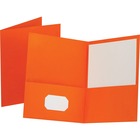 Oxford Letter Recycled Pocket Folder - 8 1/2" x 11" - 100 Sheets Capacity - 2 Internal Pocket(s) - Leatherette - Orange - Turned Edge - 10% Recycled - 25 / Box OXF57510