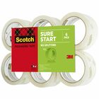 Scotch Sure Start Packaging Tape - 54.60 yd Length x 1.88" Width x 2.6 mil Thickness - 3" Core - Clear - Synthetic Rubber Resin - 2.95 mil - Sliver Resistant, Moisture Resistant, Split Resistant - For Sealing, Mailing, Packing, Moving - 6 / Pack MMM35006