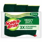 Scotch-Brite Heavy-Duty Scrub Sponges - 2.8" Height x 4.5" Width x 4.5" Length x 590 mil Thickness - 3 / Pack - Yellow, Green MMMHD3