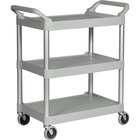 Rubbermaid Commercial 3-Shelf Utility Service Cart - 3 Shelf - 200 lb Load Capacity - 4" Caster Size - Plastic - 33.62" Width x 18.62" Depth x 37.75" Height - Platinum - 1 Each RCP342488PM