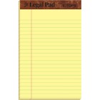 TOPS The Legal Pad Writing Pad - 50 Sheets - Double Stitched - 0.28" Ruled - 16 lb Basis Weight - Jr.Legal - 5" x 8" Sheet Size - Canary Paper - Chipboard Cover - Perforated, Hard Cover, Removable - 1 Dozen TOP7501