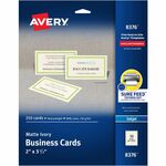 Avery&reg; Sure Feed&reg; Ivory Business Cards - 79 Brightness - A4 - 8 1/2" x 11" - 80 lb Basis Weight - 216 g/m² Grammage - Matte - Perforated, Heavyweight, Rounded Corner, Printable, Recyclable, Biodegradable, Smooth Edge, Double-sided, Smudge-fre AVE8376