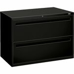 HON Brigade 700 Series 2-Drawer Lateral - 42" Width x 18" Depth x 28" Height - 2 x Drawer(s) for File - A4, Legal, Letter - Lateral - Interlocking, Leveling Glide, Ball-bearing Suspension - Black - Steel - 1 Each HON792LP