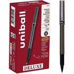 uniball™ Deluxe Rollerball Pens - 0.5 mm Pen Point - Black Ink - Silver Barrel - Stainless Steel Tip - 12 / Dozen UBC60025