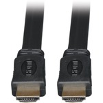 Tripp Lite series Flat HDMI Gold Digital Video Cable - 6 ft HDMI Video Cable - First End: 1 x 19-pin HDMI Digital Audio/Video - Male - Second End: 1 x 19-pin HDMI Digital Audio/Video - Male - 18 Gbit/s - Black TRPP568006FL