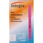 Integra Pen Style Fluorescent Highlighters - Fluorescent Pink Ink - 12 / Dozen ITA36183