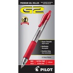 G2 Premium Gel Ink Retractable Pens - Ultra-Fine 0.38mm Point Size - Refillable - Retractable - Red Gel-based Ink - Clear Barrel - 12 / Dozen PIL31279
