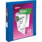 Avery&reg; Durable View 1.5" Binder, Blue Binder (17024) - 1" Binder Capacity - Letter - 8 1/2" x 11" Sheet Size - 250 Sheet Capacity - 1 2/5" Spine Width - 3 x 1" Ring - Fastener: Slant Ring - Pocket: 2, Internal - Polypropylene - Dark Blue - Recycled -  AVE17014