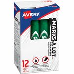 Avery&reg; Marks A Lot Permanent Markers, Regular Desk-Style, 1 Green - Green Ink - Classroom, Office, Warehouse - 12 Dozen AVE07885