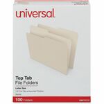 Universal 1/2 Tab Cut Letter Recycled Top Tab File Folder - 8 1/2" x 11" - 3/4" Expansion - Assorted Tab Position - 11 pt. - Manila Paper - Brown - 10% Recycled - 100 / Box UNV12112