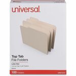 Universal 1/3 Tab Cut Letter Recycled Top Tab File Folder - 8 1/2" x 11" - 3/4" Expansion - Left Tab Position - 11 pt. - Manila Paper - Brown - 10% Recycled - 100 / Box UNV12121
