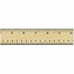 Universal Flat Wood Ruler with Double Metal Edge, 12" , Clear Lacquer Finish - 12" Length x 1.4" Width - 1/16, 1/32 Graduations - Metric, Standard Measuring System - Wood - Clear - 1 Each UNV59021