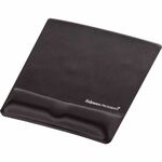 Fellowes Mouse Pad / Wrist Support with Microban&reg; Protection - 0.88" Height x 8.25" Width x 9.88" Depth - Black - Memory Foam - 1 FEL9181201