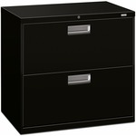 HON Brigade 600 H672 Lateral File - 28.4" Height x 30" Width x 18" Depth - Total Drawer(s): 2 - Finish: Black - Lockable, Glide, Removable Lock, Heavy Duty, Interlocking - For File Storage, Workstation, Office, Desk - 1 Each HON672LP