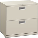 HON Brigade 600 H672 Lateral File - 28.4" Height x 30" Width x 18" Depth - Total Drawer(s): 2 - Finish: Light Gray - Lockable, Glide, Removable Lock, Heavy Duty, Interlocking - For File Storage, Workstation, Office, Desk - 1 Each HON672LQ
