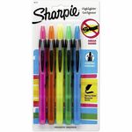 Sharpie Smear Guard Retractable Highlighters - Retractable - Assorted Ink - 5 / Pack SAN28175PP