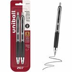 uniball™ 207 Gel Pen - 0.7 mm Medium Pen Point - Refillable - Retractable - Black Ink - Gel-based - 2 / Pack UBC33957PP