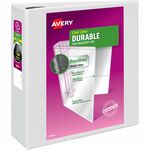 Avery&reg; Durable View 3 Ring Binder - 4" Binder Capacity - Letter - 8 1/2" x 11" Sheet Size - 780 Sheet Capacity - 3 Ring - Fastener: D-Ring - Pocket: 4, Internal - Polypropylene - White - Recycled - Durable, Easy Insert Spine, Exposed Rivet, Gap-free R AVE09801