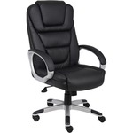 Boss High Back Executive Chair - Black Seat Color - LeatherPlus Seat Material - Black, Gray Frame Color - Nylon Frame Material - 5-star Base - 1 Each BOPVSBO8601