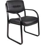 Boss Guest Chair - Black Seat Color - LeatherPlus Seat Material - Black Frame Color - Steel Frame Material - Sled Base - 1 Each BOPVSBO9529