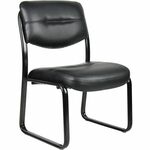 Boss Guest Chair - Black Seat Color - LeatherPlus Seat Material - Black Frame Color - Steel Frame Material - Sled Base - 1 Each BOPVSBO9539