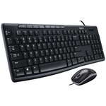 Logitech MK200 Media Corded Keyboard and Mouse Combo - USB Cable Keyboard - English - Black - USB Cable Mouse - Optical - 1000 dpi - 3 Button - Scroll Wheel - Black - Calculator, Play/Pause, Mute, Internet Key, Volume Down, Volume Up, Email, Sleep Hot Key LOG920002714