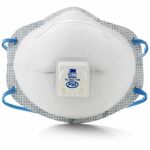 3M 8000 Safety Respirator - Recommended for: Welding, Soldering, Sanding, Grinding, Sweeping, Bagging, Transportation, Mining, Marine, Manufacturing - One Size - Vapor, Oil, Acid, Gases, Mold, Particulate Protection - White - Exhalation Valve, Adjustable  MMM8577