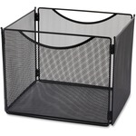 Safco Onyx Steel Mesh Desktop File Box - 10" Height x 12.50" Width x 11" Depth - Desktop - Compact, Carrying Handle, Collapsible, Portable - Powder Coated - Black - Steel - 1 Each SAF2170BL