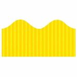 Bordette Decorative Border - Skill Learning: Decoration - Pre-scalloped Shape - Fade Resistant, Sturdy, Corrugated, Recyclable - 2.25" Width x 600" Length - Canary - 1 Roll PAC37086