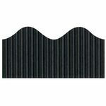 Bordette Decorative Border - Pre-scalloped Shape - Sturdy, Corrugated, Fade Resistant, Recyclable - 2.25" Width x 600" Length - Black - 1 Roll PAC37306