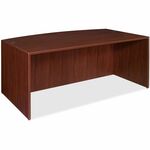 Lorell Essentials Series Bowfront Desk Shell - 29.5" Height x 70.9" Width x 41.4" Depth x 1" Thickness - Finish: Laminate, Mahogany - Grommet, Modesty Panel, Durable, Adjustable Feet - 1 Each LLR69370