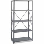 Safco Commercial 5 Shelf Kit - 36" Width x 18" Depth x 75" Height - 5 x Shelf(ves) - 3750 lb Load Capacity - Double-sided - Gray - Powder Coated, Dark Gray - Steel - Assembly Required - 1 Each SAF6266
