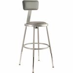 National Public Seating 6400 Series Heavy-Duty Padded Stools - Gray Seat Color - Vinyl, Medium Density Fiber (MDF), Plush Seat Material - Gray Frame Color - Steel Frame Material - Four-legged Base - Steel - 1 Each NPS6418HB