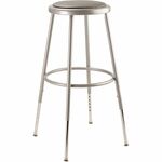 National Public Seating 6400 Series Heavy-Duty Padded Stools - Gray Seat Color - Vinyl, Medium Density Fiber (MDF), Plush Seat Material - Gray Frame Color - Steel Frame Material - Four-legged Base - Steel - 1 Each NPS6424H